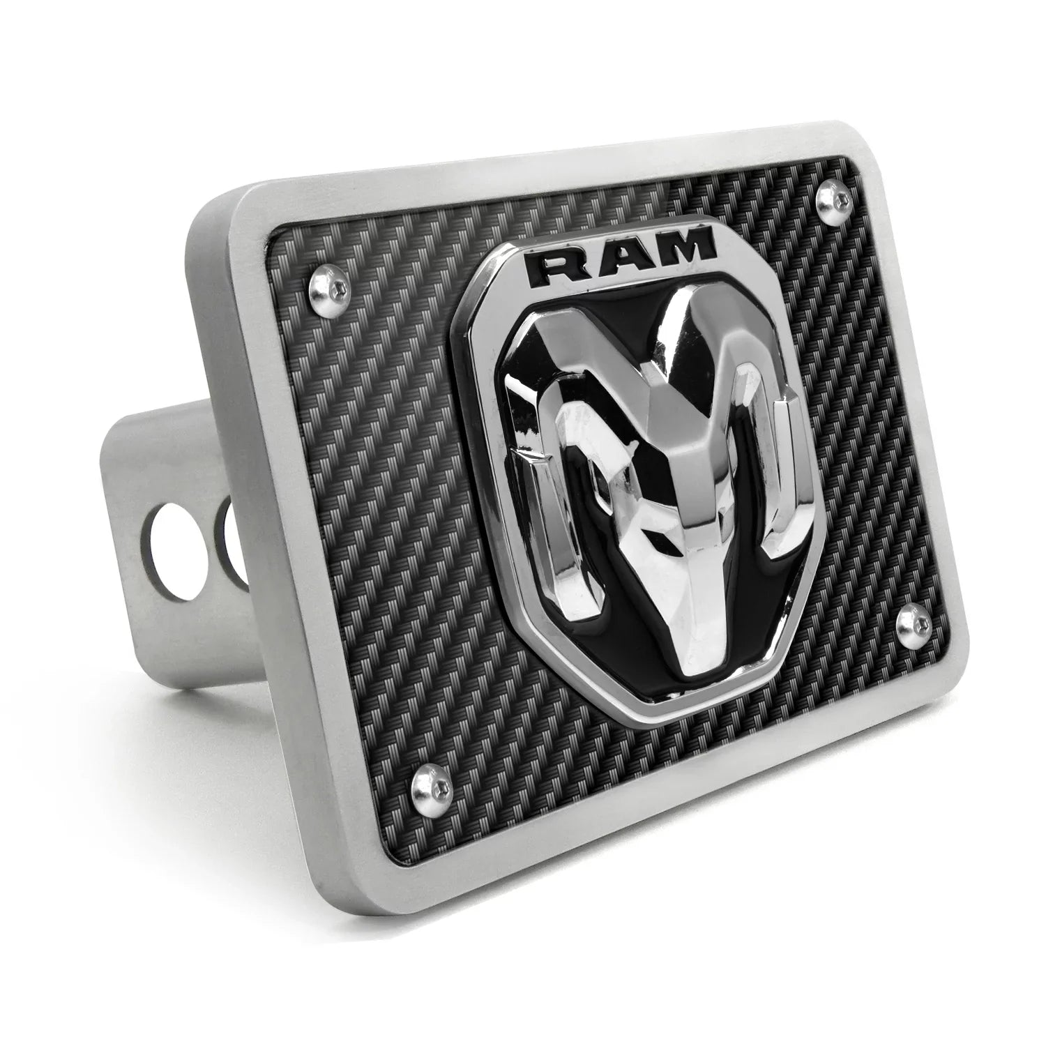 Carbon Look 2019 Cover Billet Tow 2 RAM Fiber Logo on Aluminum 3D inch Hitch
