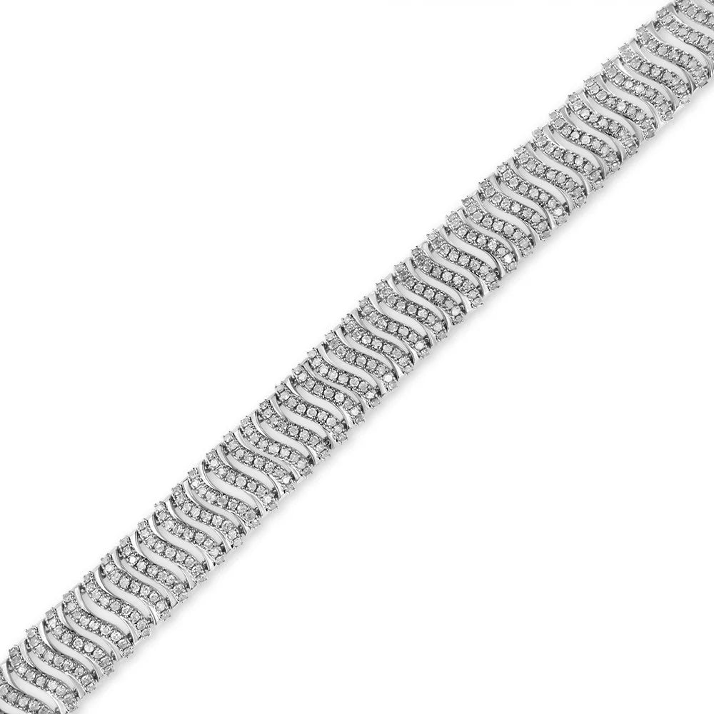 Link Diamond Round-Cut Bracelet Silver "S" 5.00 I3 Clarity) Color, 7.25 .925 Cttw (I-J - Size Sterling