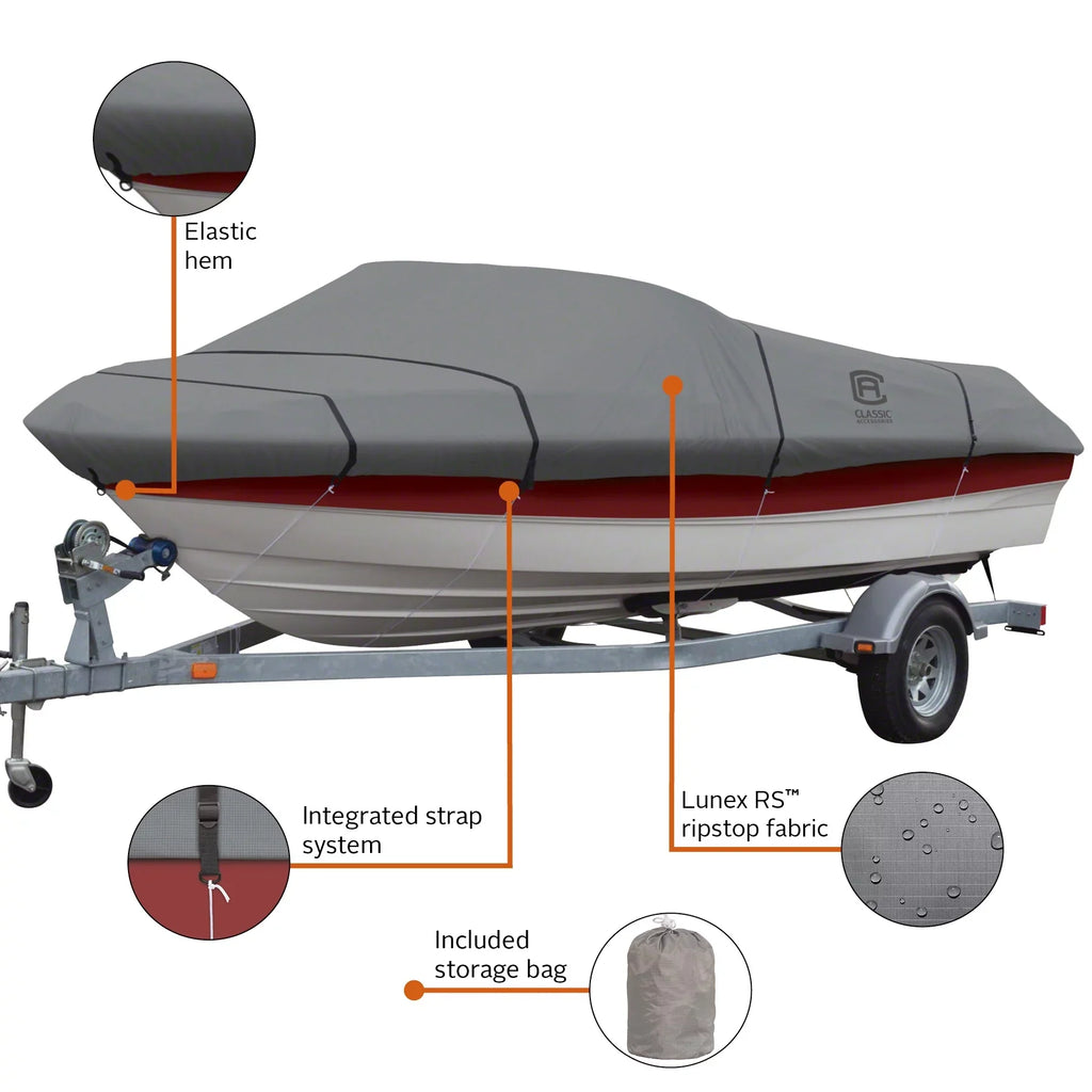 Fabric, RS-1™ L Ripstop Lunex C Classic Cover, Cover - Trailerable Model Boat Accessories 16' Boats 98" with Fits W, All-Weather Boat x 18.5'