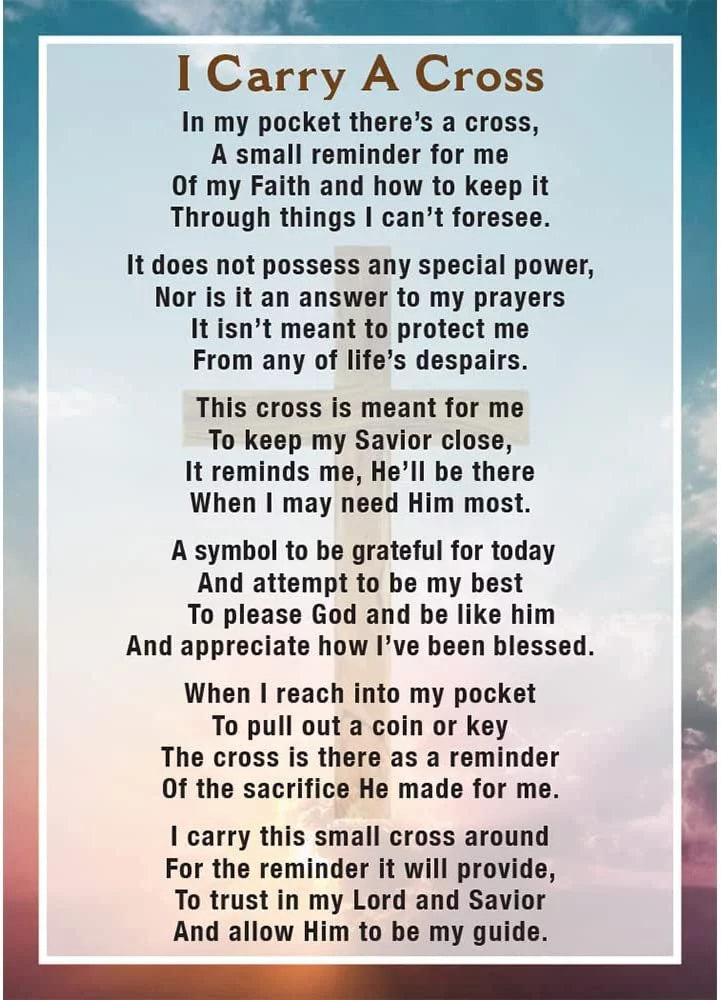 Una Bilingual Card Cruz of A Carry I Cross Pocket - 100 Llevo Prayer Pack