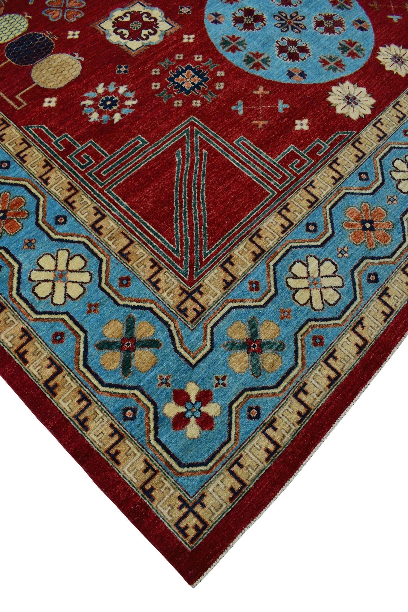 Aria Blue 9'11" Rug, 13'8" Roselyn x Red/Lt.
