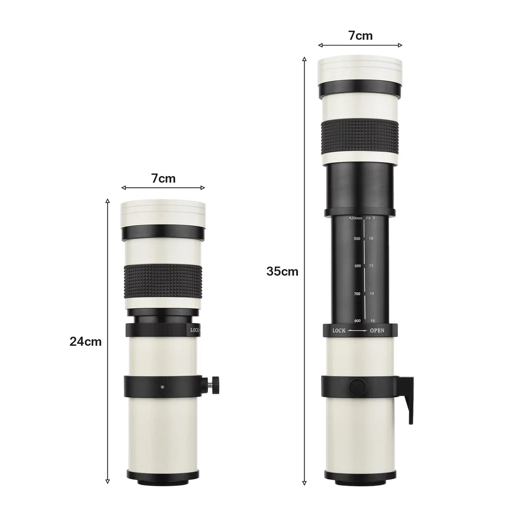 Super for Mount MF Olympus with Lens T Replacement F8.3-16 Fujifilm Telephoto Zoom 14 Sony Pristin 420-800mm Thread Nikon Universal Cameras