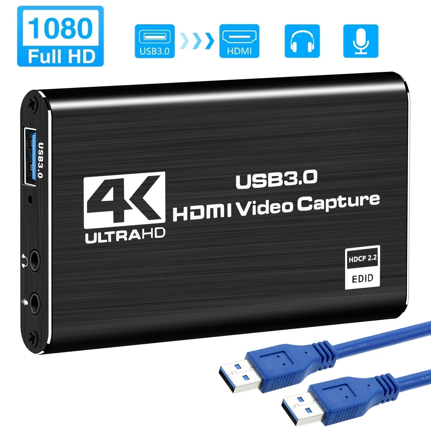 Use Game PS4 60HZ to YouTube One Game Windows for Support X Device Capture Twitch OS Recording System Linux 4K USB3.0 HDMI Streaming Capture Xbox ANSTEN OBS and Card, Video
