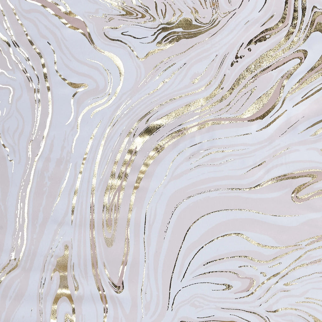 50x84" Total Metallic Marble Intelligent Blackout Grommet Printed Design Top Curtain, Rebecca Blush/Gold,
