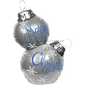 Alpine In. 30 Merry Ornaments With LED Stacked ZTY140M Lights Christmas Silver