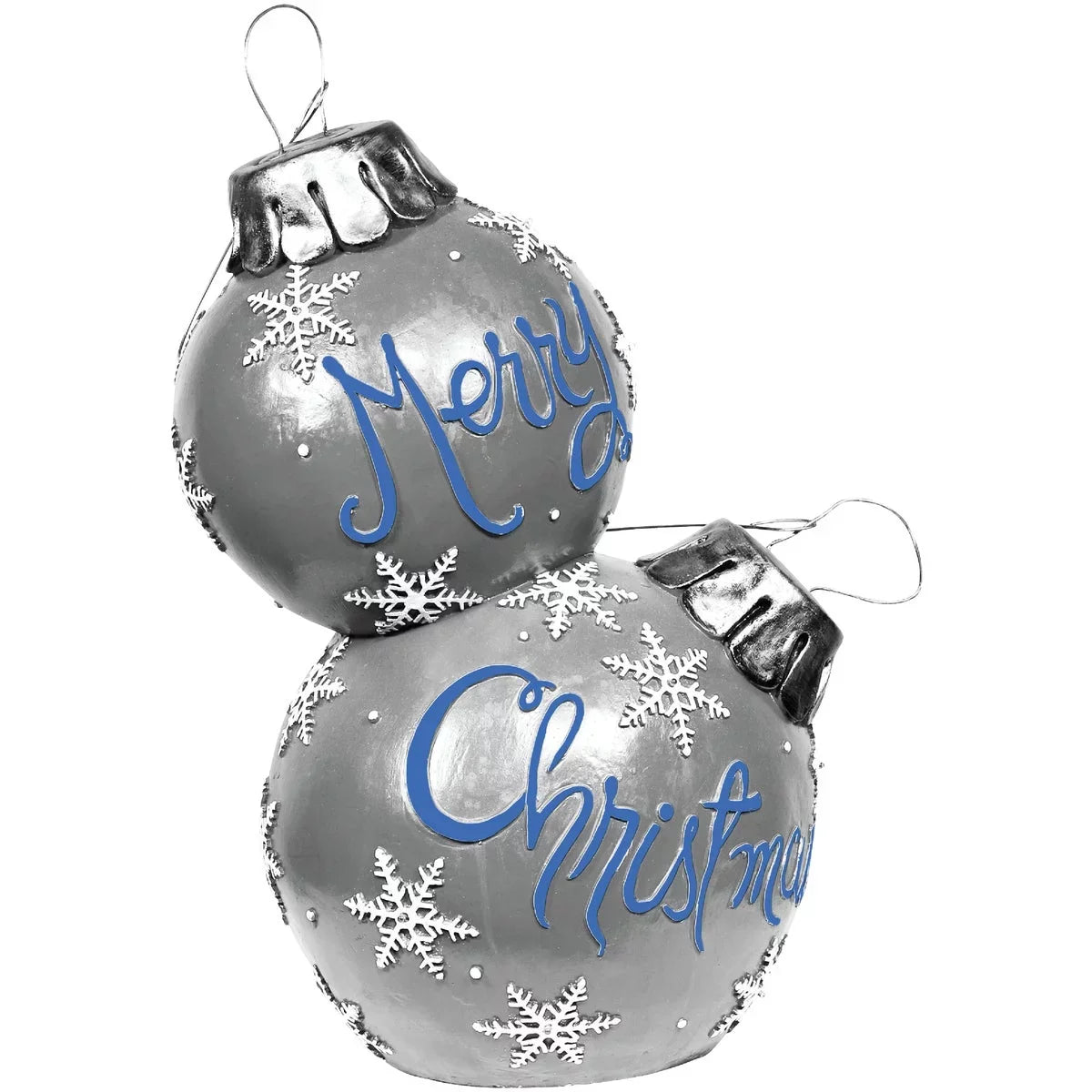 Alpine In. 30 Merry Ornaments With LED Stacked ZTY140M Lights Christmas Silver