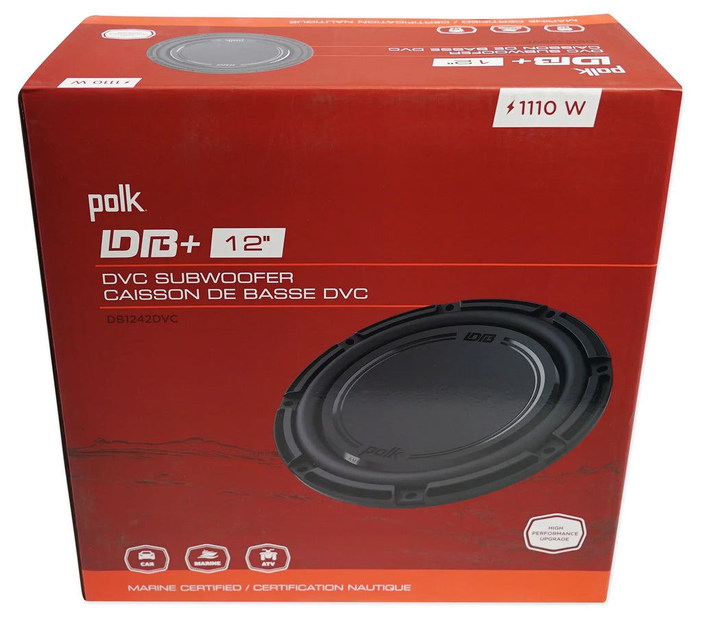 Sub 2220 (2) Audio Enclosure Polk Car 12” Box DB1242DVC Watt Subwoofers+Sealed