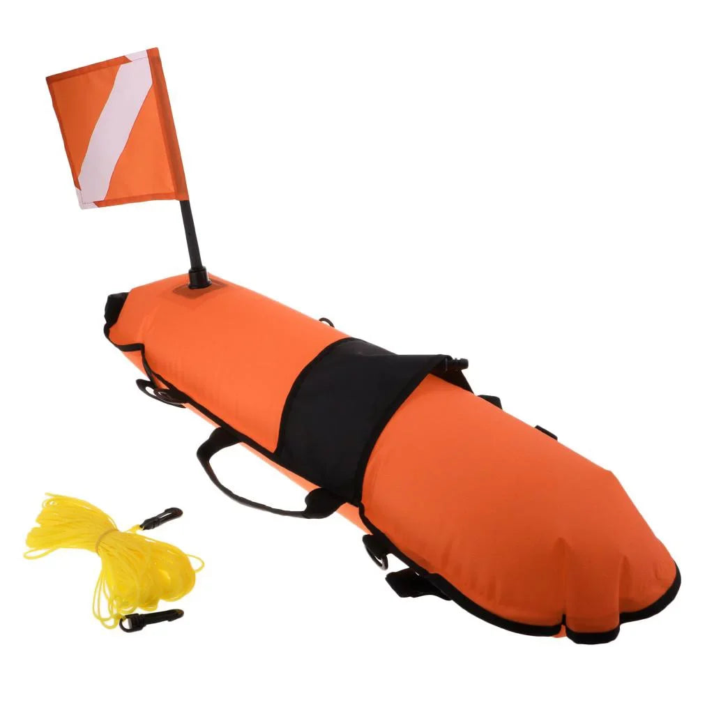 Buoy Inflator Diver D-, Oral Visible 20m High , Spearfishing, Scuba Diving Flag, Safety Freediving Float with Snorkeling,