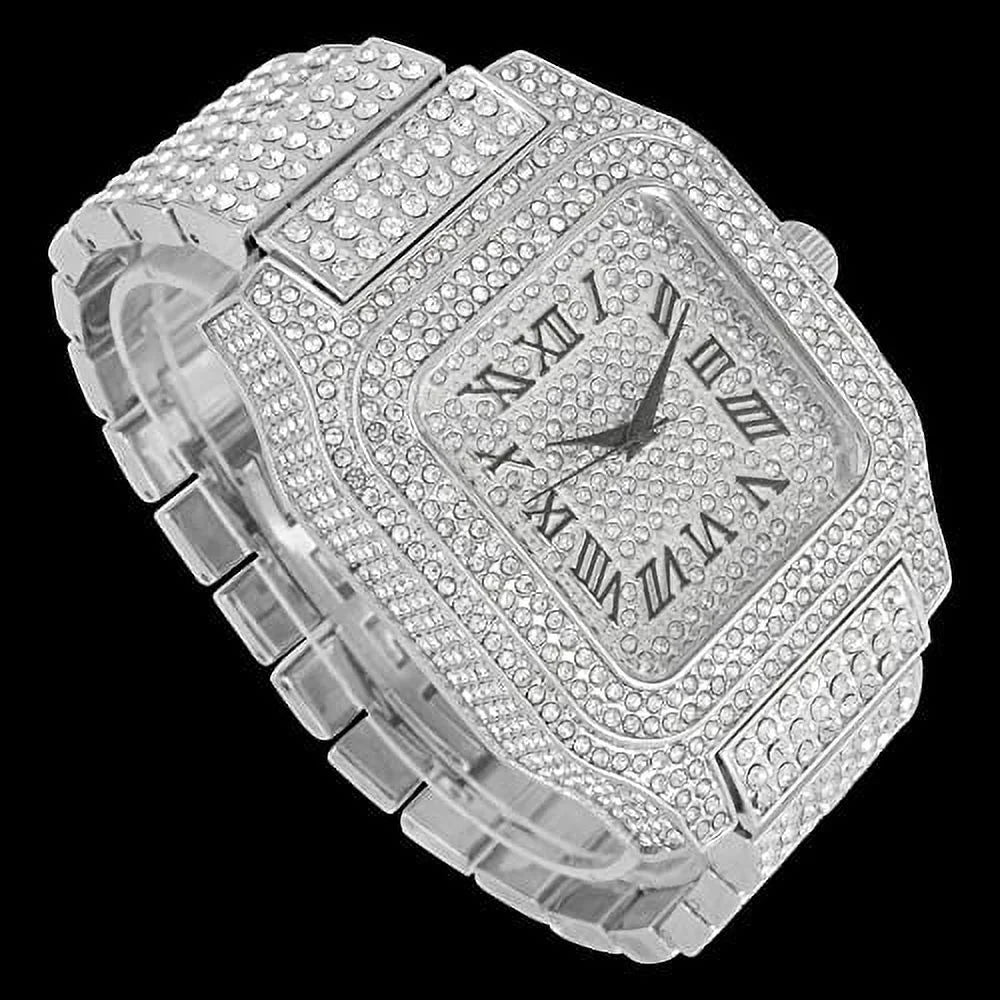 Charles Watch Raymond (Silver Out - Crystal Square Bling-ed You Hip in R#) Iced Will a Watch Biggie Black Hop Out 0513Sq Hypnotize
