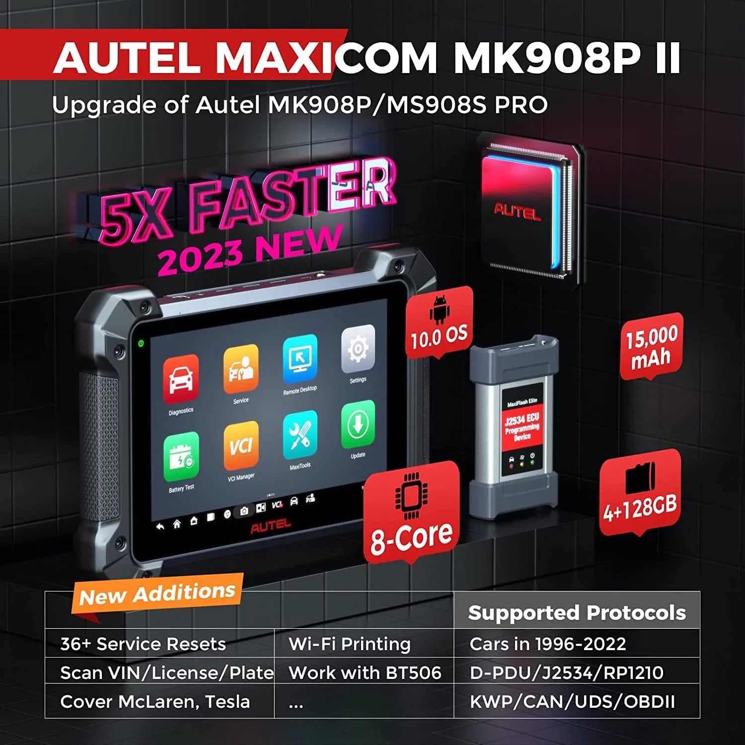 MaxiCOM 2.0 MK908 Car ECU Coding II Pass-Thru, Services,J2534 Diagnostic J2534 Bi-directional, Programming Tool Autel Pro AutoScan 38+ Scan