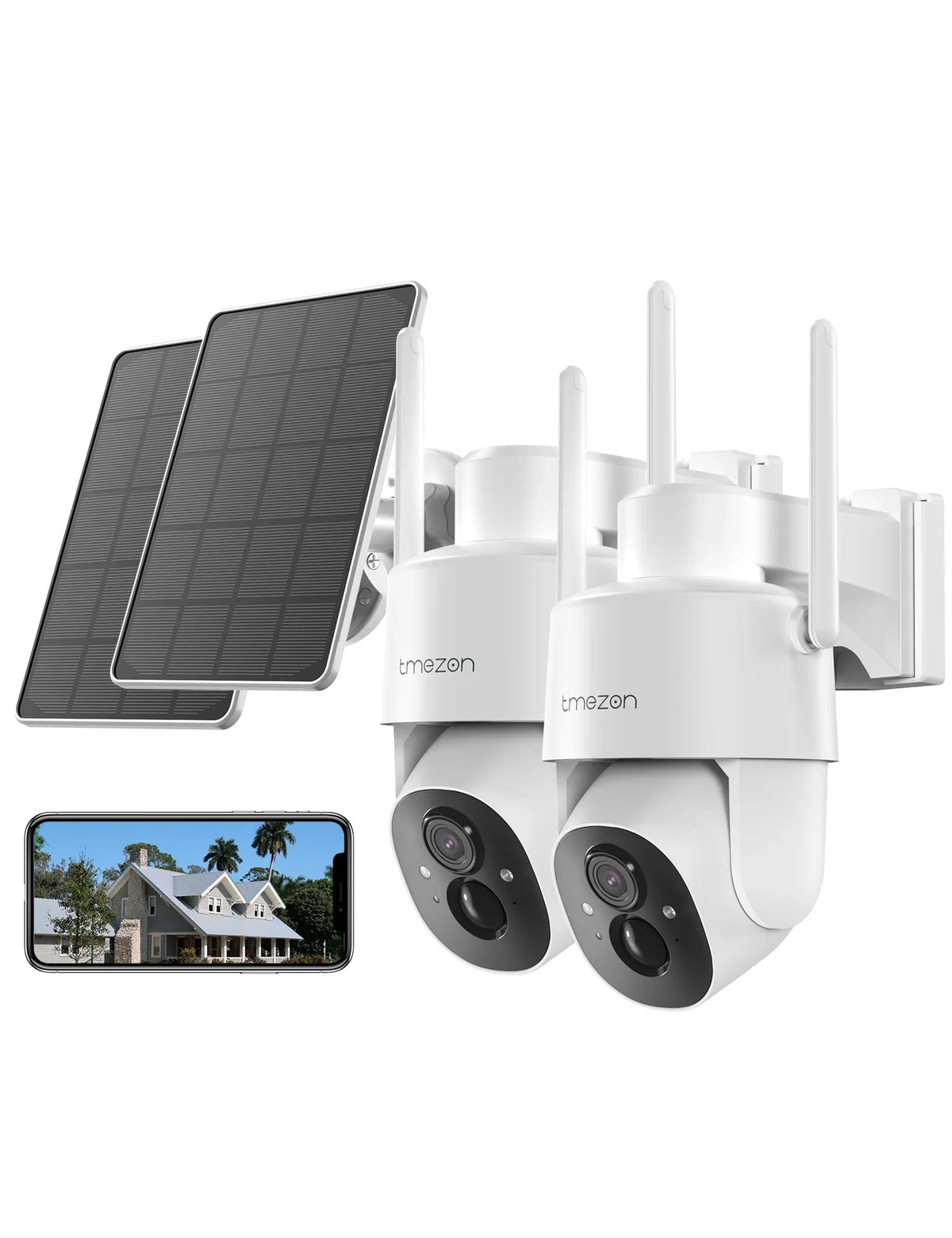 Wireless Outdoor Camera TMEZON 2 2K Security Camera Surveillance Wireless, Pack
