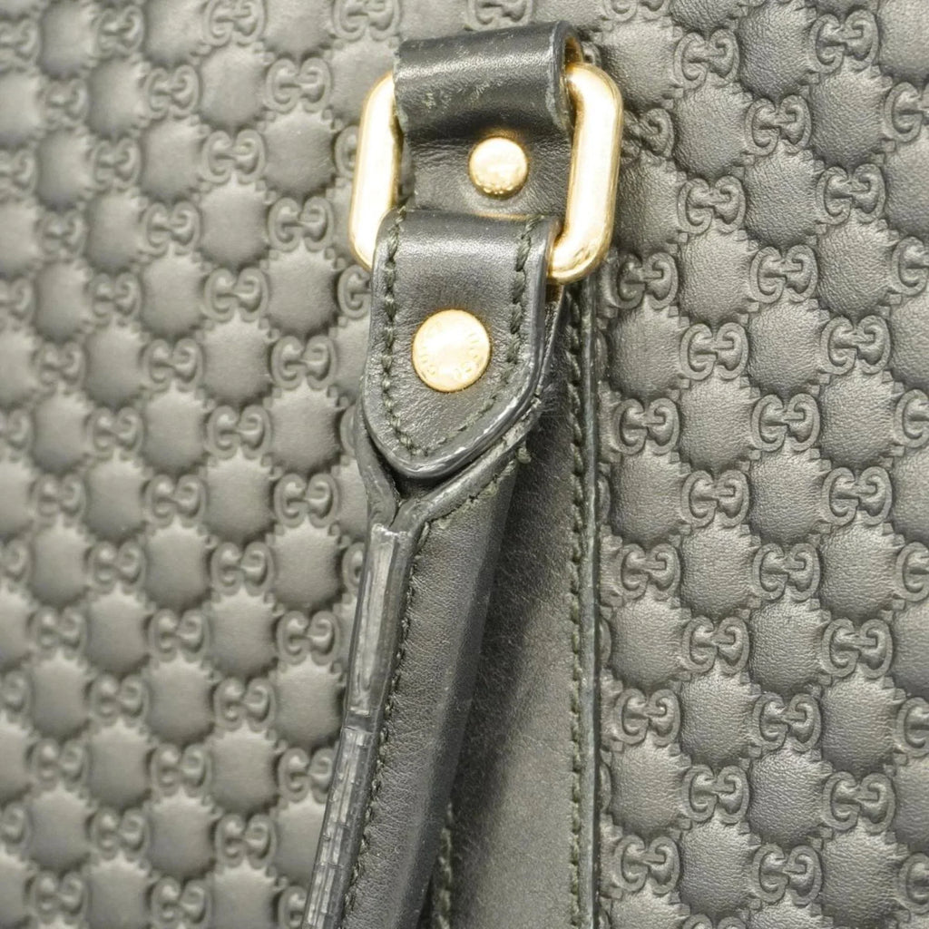 Gold Women's Gucci Black Pre-Owned Micro Hardware Leather Handbag Guccisima 449658 (Good)