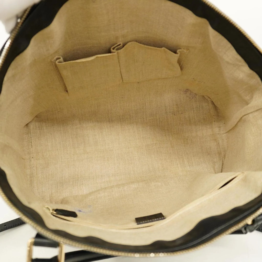 Gold Women's Gucci Black Pre-Owned Micro Hardware Leather Handbag Guccisima 449658 (Good)