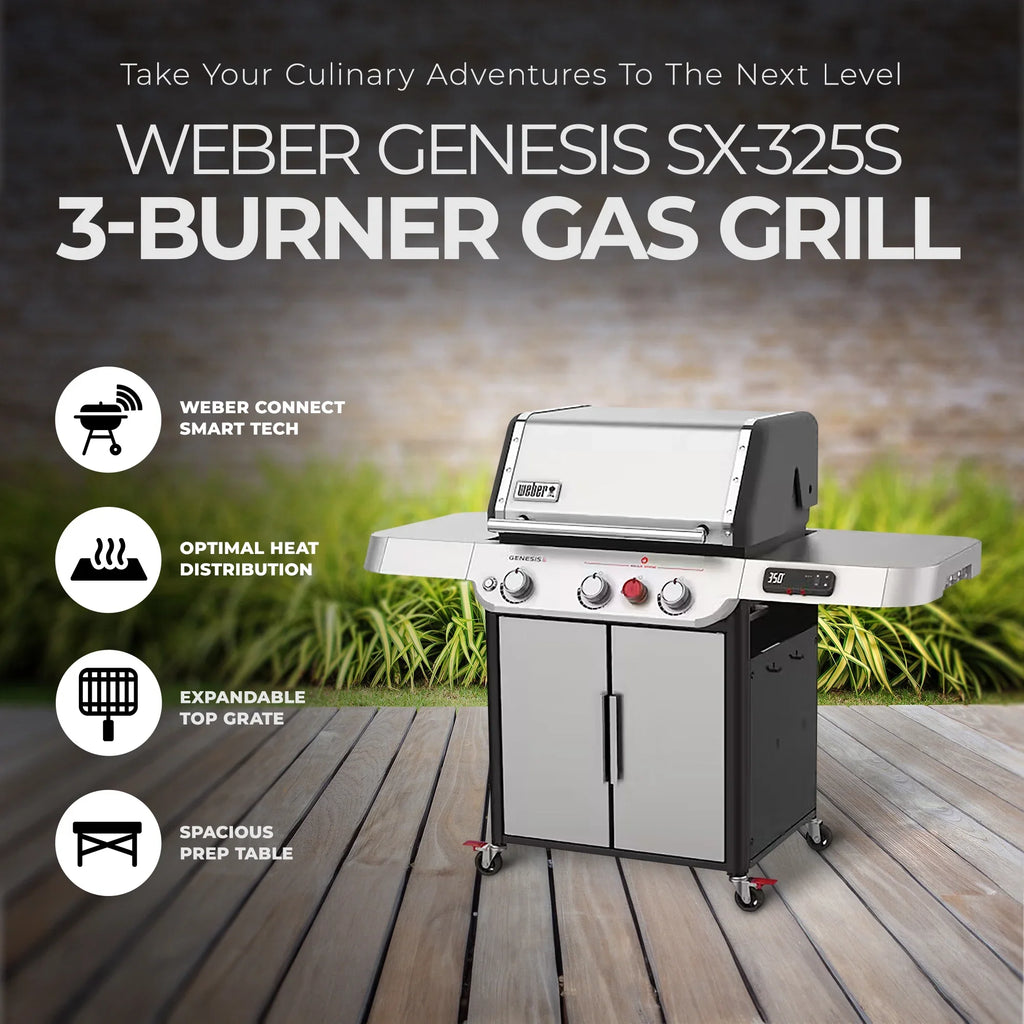 Steel Grill in Propane Technology Grilling Weber Genesis Gas Smart Stainless 3-Burner SX-325s with Smart Connect