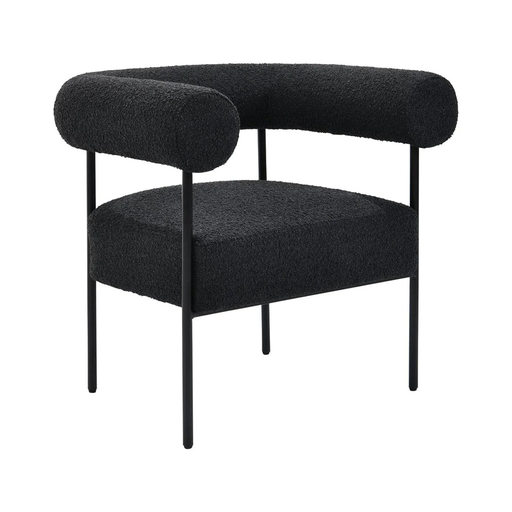 Palma Chair Boucle Black Arm Metal