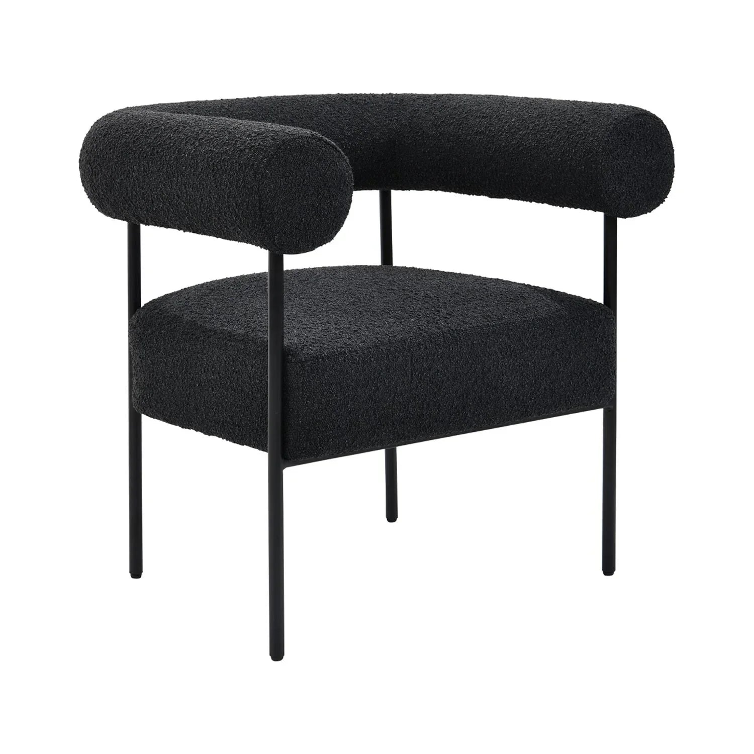 Palma Chair Boucle Black Arm Metal