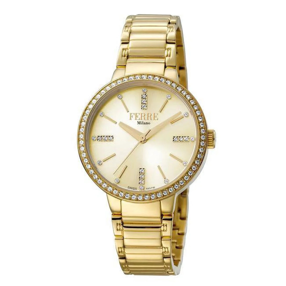 with Watch Bracelet Womens Gold Milano Swiss Dial Ferre Quartz Made Gold