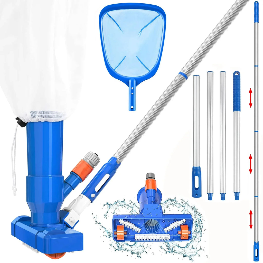 with Portable Section Cleaner Kit, Tub of Pool Pool Ground Above Hot Handheld Vacuum Poles Jet Upgraded Swimming Fountains Vacuum Skimmer Cleaner Pool Pool Pool Pond for Net, Spa 4 60" Cleaner