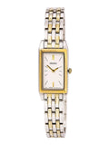 Dial Tone Watch Stainless Two Seiko White Dress SUJF76 Steel Bracelet Women's