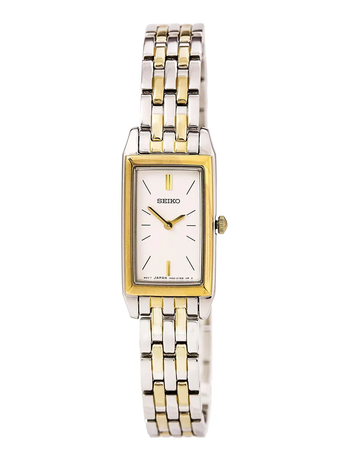 Dial Tone Watch Stainless Two Seiko White Dress SUJF76 Steel Bracelet Women's