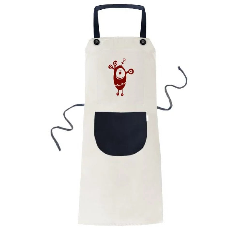 Alien Linen Cyclops Apron Monster Bib Cotton Pinafore Pocket Adjustable BBQ Creature Kitchen