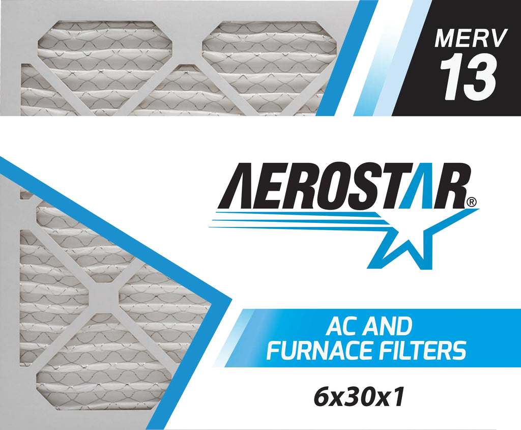 Furnace Air 13 Aerostar Pleated 6x30x1 Filter, 4 Pack Filter, Air MERV AC