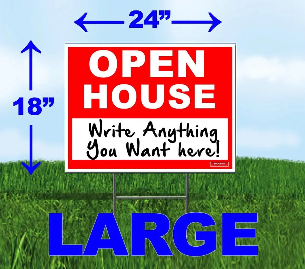 '- OPEN Printed Stake Ground HOUSE 24" with included sign UV Front 18" & x Metal - Corrugated - Sign Plastic - Yard Ink Back -