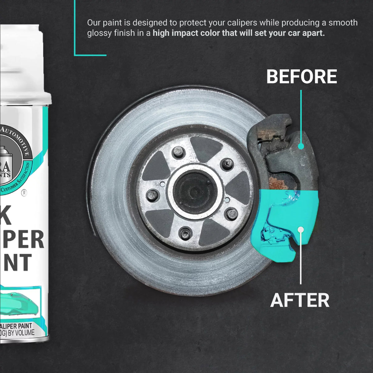 ERA Caliper With High Aerosol Brake - Chemical Color and and Durable Catalyst Against Omni-Curing Teal Fluid Gloss Kit Paints Fade Paint Brake Extremely 2K Resistant