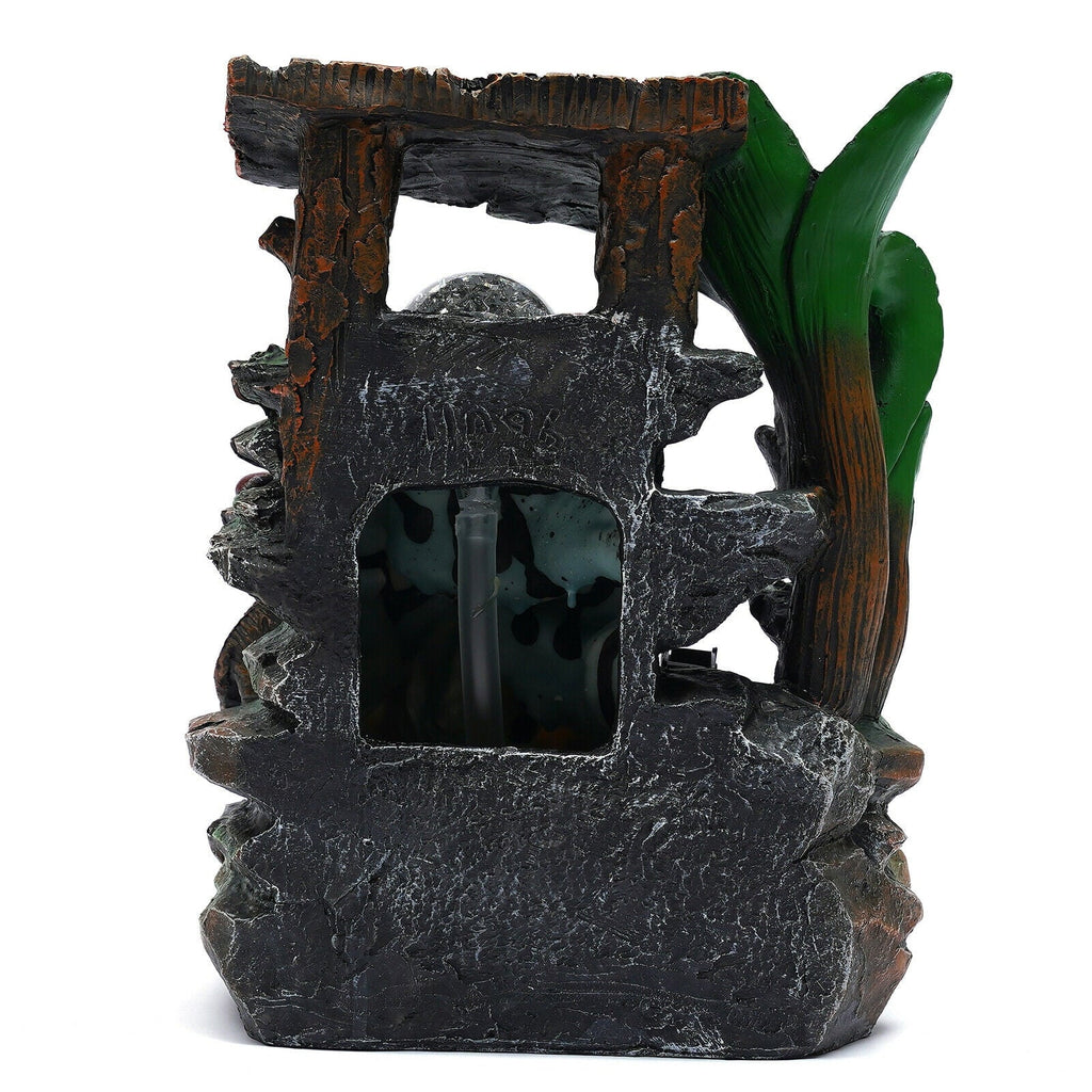 Rockery Feng Home Waterfall Resin Ball Rolling LED Water Shui Decor Tabletop Tabletop Water with Fountain Fengshui Fountain Light LED Indoor Fountain Waterfall