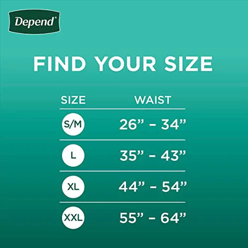Maximum, Depend Men (Formerly Fit-Flex), for Extra-Large, Disposable, Depend Underwear Vary Grey, Fresh 26 May Protection Count, Incontinence Adult Packaging