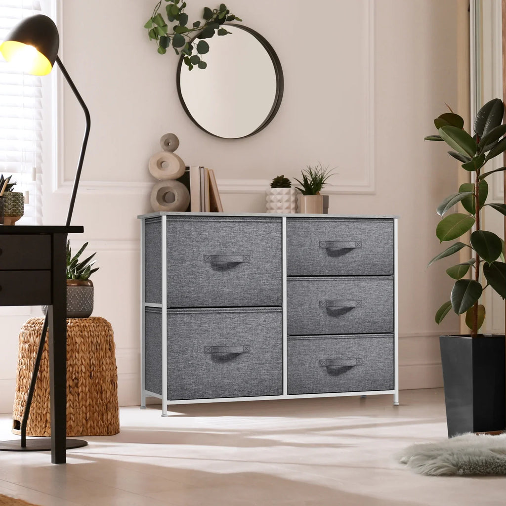 Steel Sorbus 5-Drawer Dresser: Closet Organization, Bedroom, Hallway, Frame, Gray