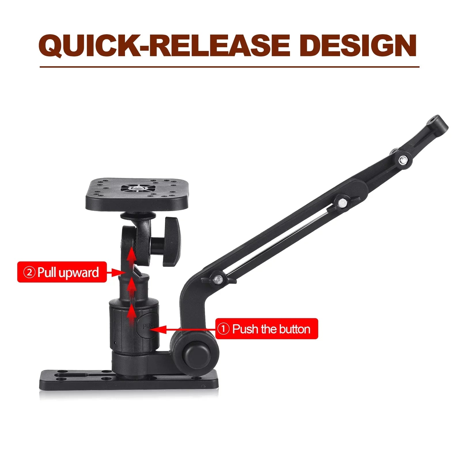 Transducer Boat Durable Finder Mounting Arm, 360 Degree Adapter, Base Tomshoo Fish Mount Swivel Kayak