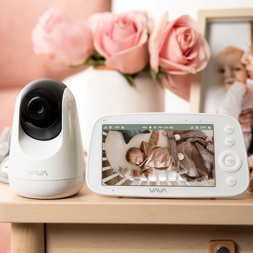 VAVA Pink Monitor, Vision, Infrared 5" Video Screen Audio, Baby 720P Handheld Night 2-Way and