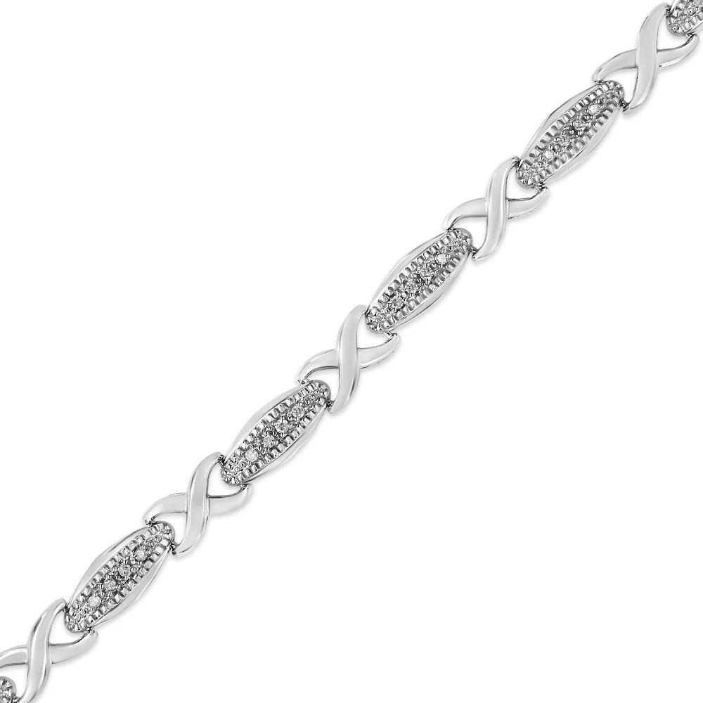 Bracelet Color, Round-Cut 7.50" - Silver .925 (I-J "X" Clarity) 1/5 Diamond Link Cttw Sterling I2-I3 Size