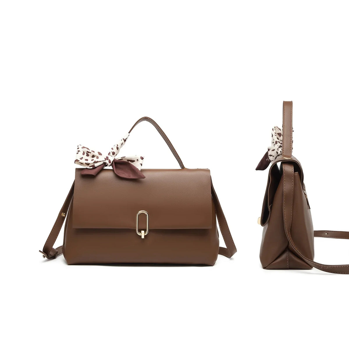square handbags PU bag Handle ladies Scarf Silk Flap women hand bags bags Brown Shoulder Bag Women's Leather crossbody