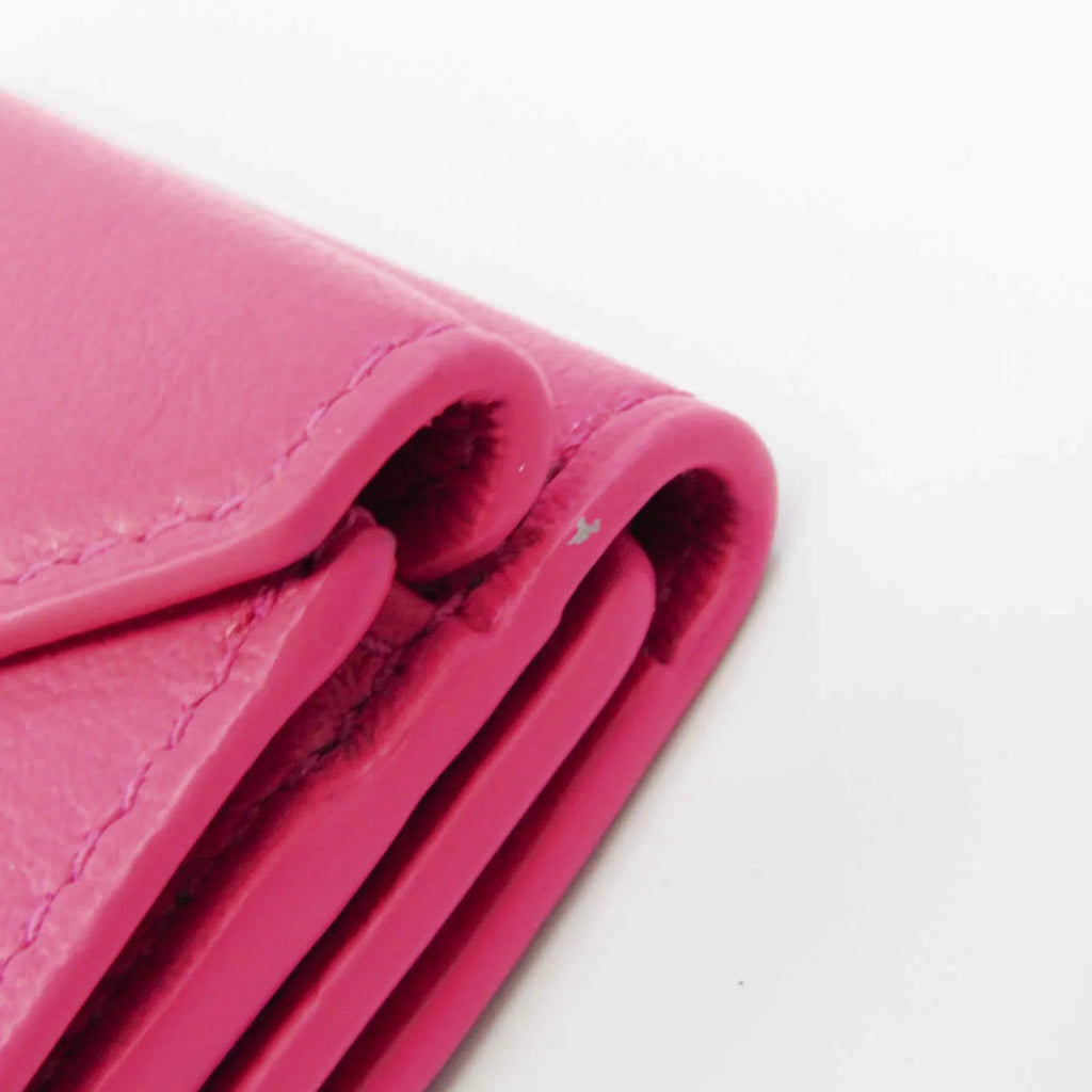 Pre-Owned Mini 391446 Paper Wallet Pink Women's (tri-fold) Balenciaga Wallet (Good) Leather