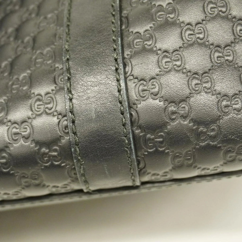 Gold Women's Gucci Black Pre-Owned Micro Hardware Leather Handbag Guccisima 449658 (Good)