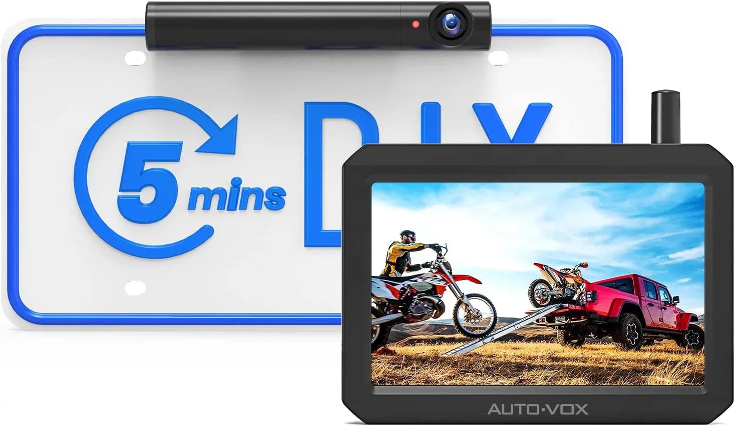 Night Wireless for Monitor 5'' Vision Up for AUTO-VOX Systems Camera Car Camera 5Mins Back Backup Trucks, DIY Installation, TW1 Solar