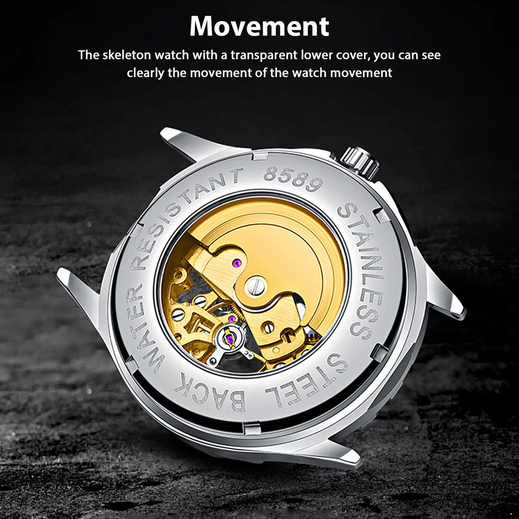 Men Luxury Business Waterproof Steel Mechanical Stainless Watch Automatic Wrist