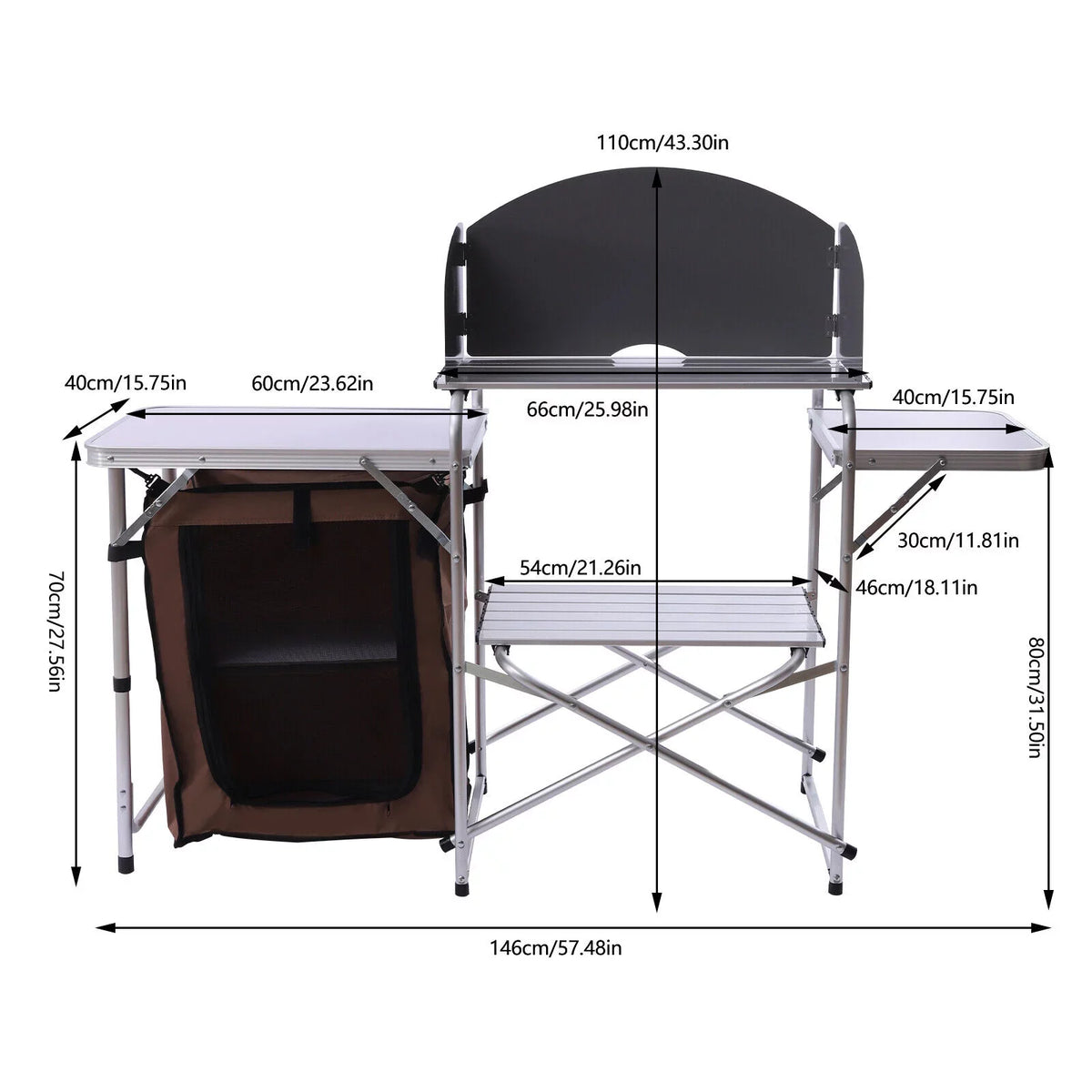 Cabinet Table BBQ Kitchen Storage Picnic Folding Table Portable Miumaeov Camping Rack