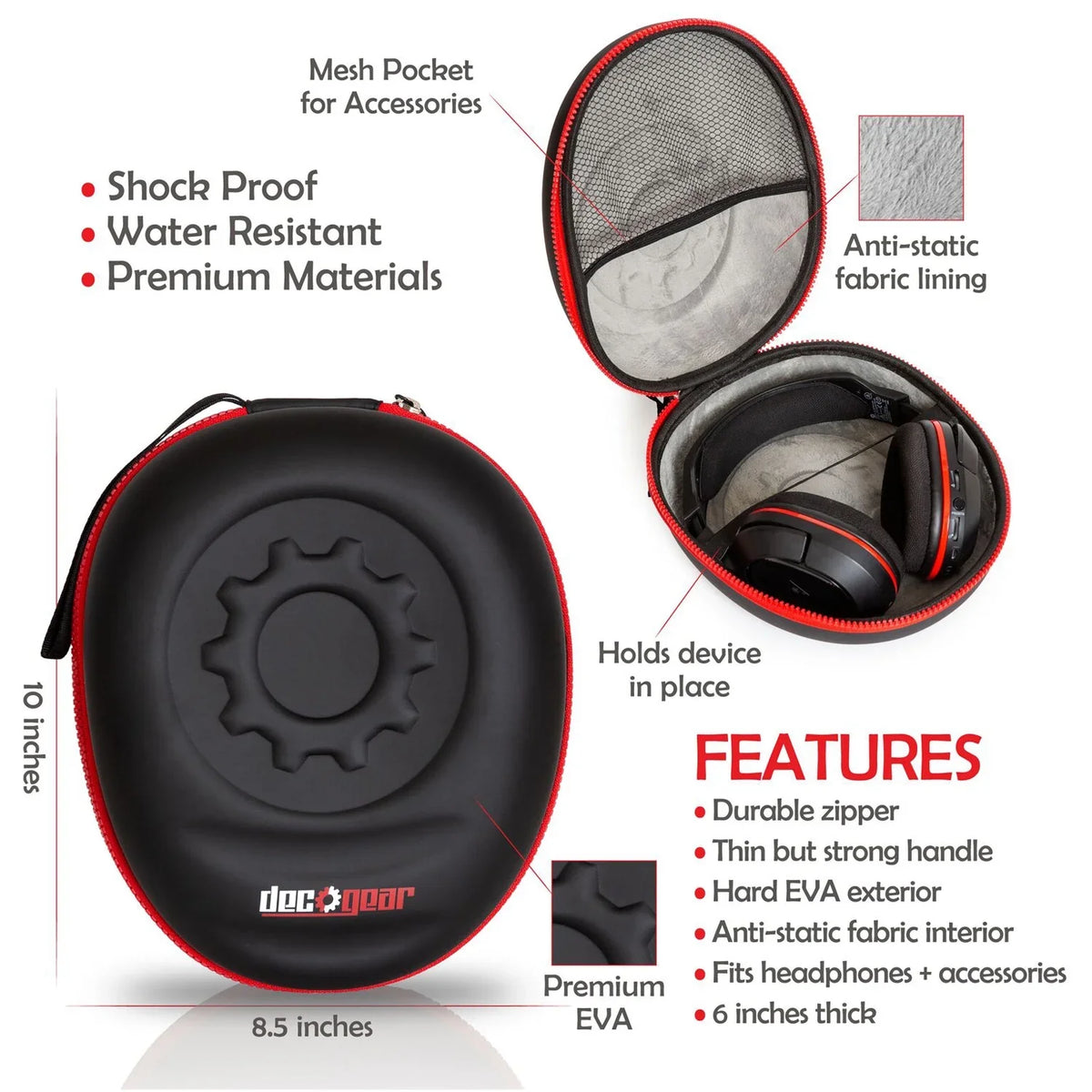 (Black) Headphones Wireless for Sony Gear Headphone WHCH710N Model with the Headphones Stand and Case WH-CH710N Deco Noise-Canceling Bundle