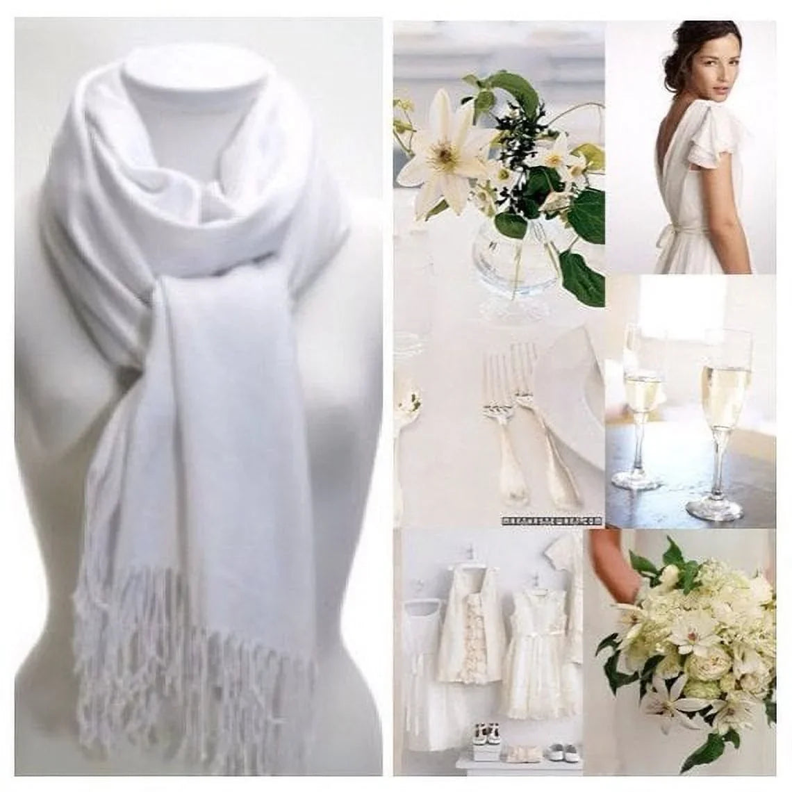 Shawl 10 Wedding of Scarf (White) Shawl, Set Bridesmaid Bridal Wrap, Shawl, Pashmina