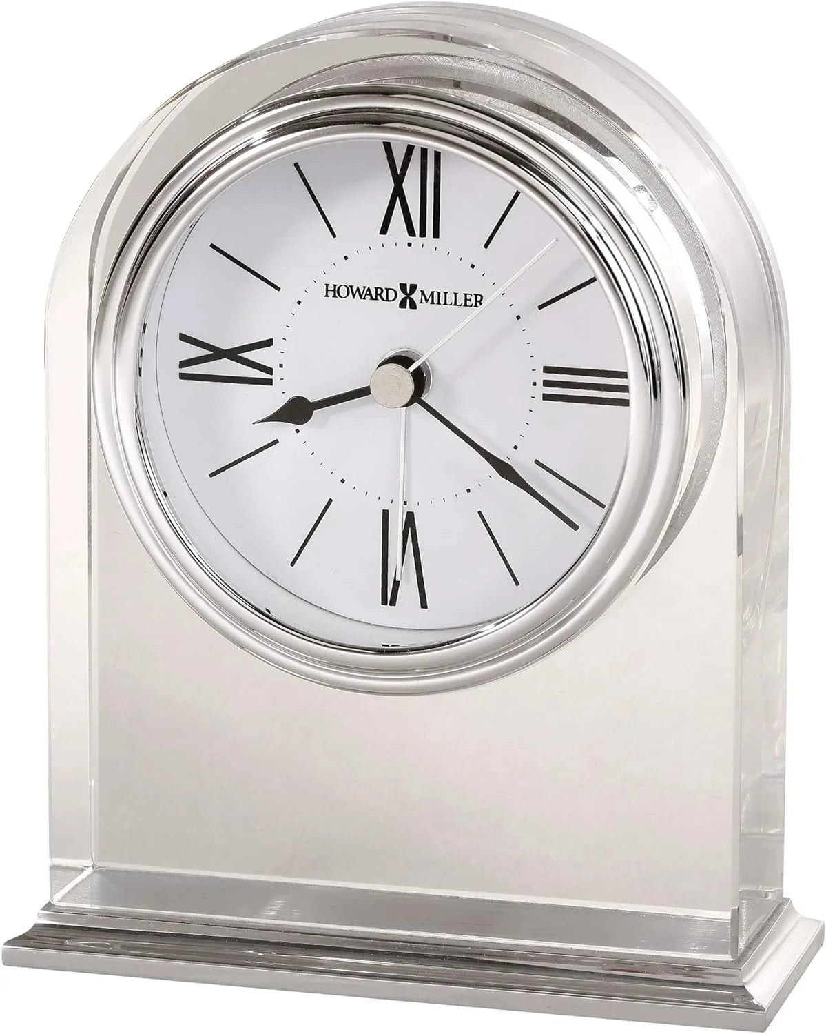 Crystal Movement Table Arch, Aluminum Bottom, Silver-Tone Base, Quartz Bezel, Waterfall Brushed/Polished Optica Alarm 645-757 Felt Clock –