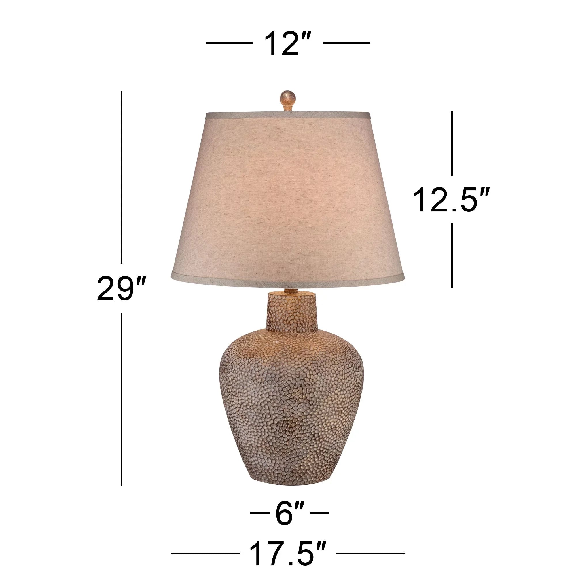 Bedroom Lamp Leaf Living Tall Lighting Shade Hammered Off 360 Bentley Table Farmhouse Brown 29" Rustic Textured Room for House Home Empire White Pot