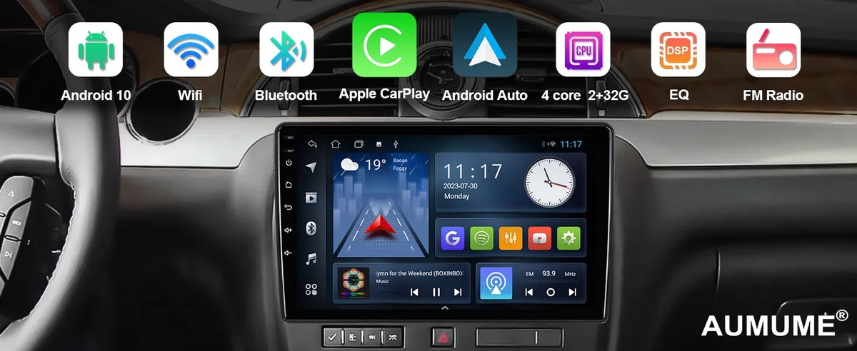 Radio & Touchscreen Android FM Aumume Double 10.1 IPS 2+32G Android BT 10 Stereo Backup Car for Camera Auto Navi Carplay Din Support GPS Car inches Chevrolet/GMC/Buick with Screen