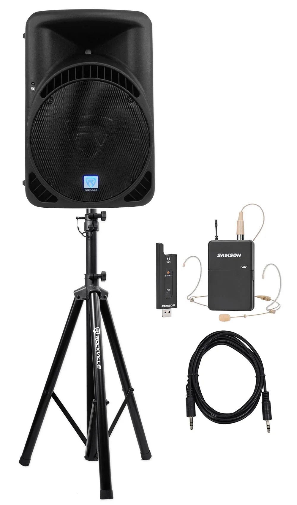 w/ Mic Headset Church System Speaker Sermons, 15" Sound Rockville Speeches For
