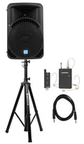 w/ Mic Headset Church System Speaker Sermons, 15" Sound Rockville Speeches For