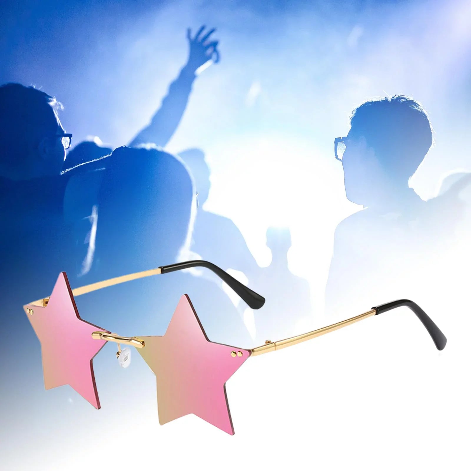 Stars Rimless Glasses Women for Sharplace Glasses 6X Trendy Grey Dance Costume Sun