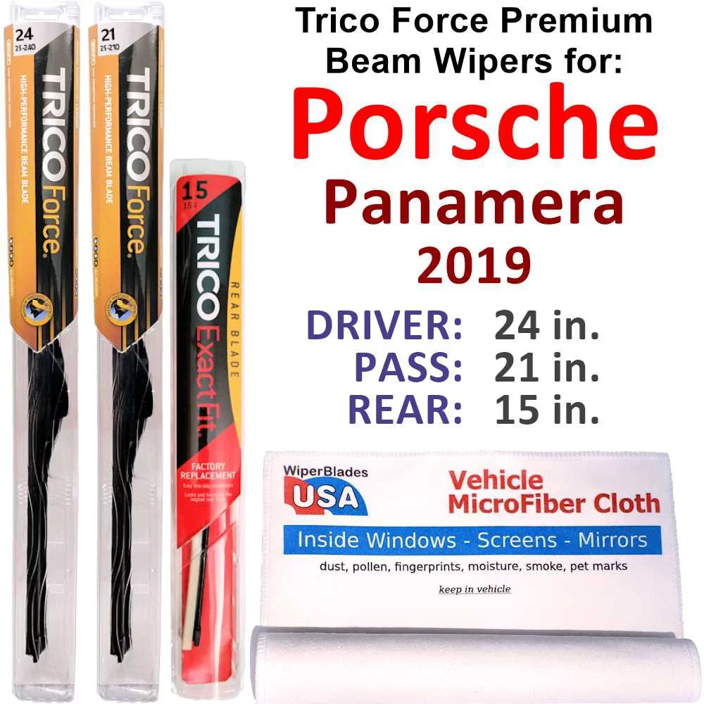 Turismo 2019 Sport Beam w/Rear Porsche Wipers 3) Panamera Turbo (Set of Wiper Performance