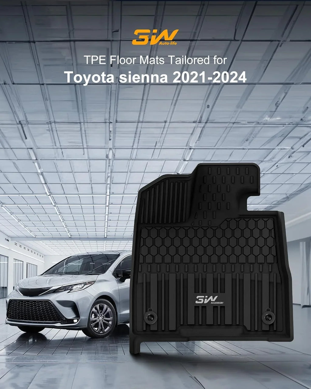 Mats for Car Liner weather Sienna fit seat Floor 7 2021-2024 Sienna TPE Floor 3W Seat Toyota All 7